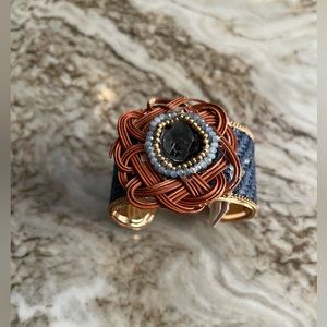 Cuff Bracelet with Decorative Stone Setting